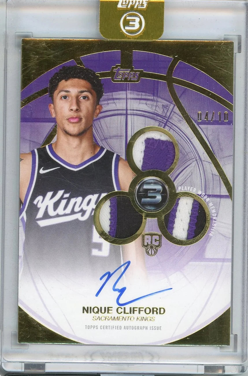 Nique Clifford 2025-26 Topps 3 RPA #'d 04/10 (encased)