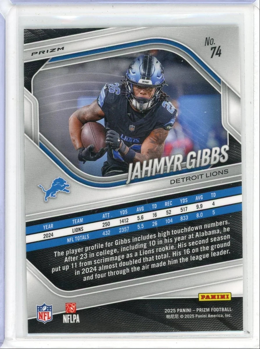 Jahmyr Gibbs 2025 Panini Prizm checkerboard prizm
