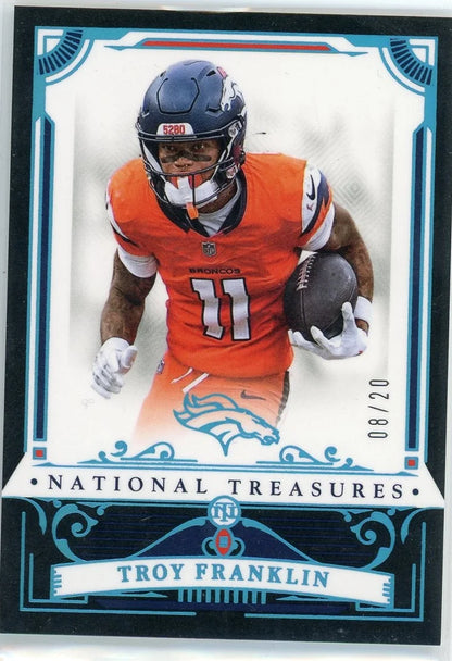 Troy Franklin 2025 Panini National Treasures Midnight #'d 08/20