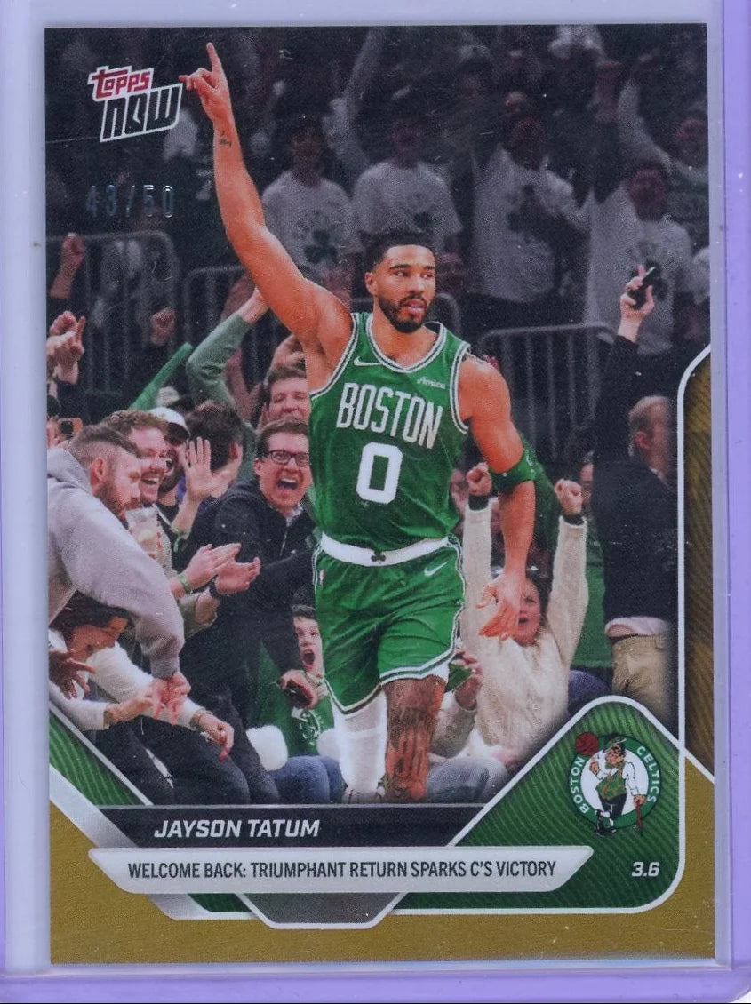 Jayson Tatum 2025-26 NBA Topps NOW #197 gold foil #'d 43/50