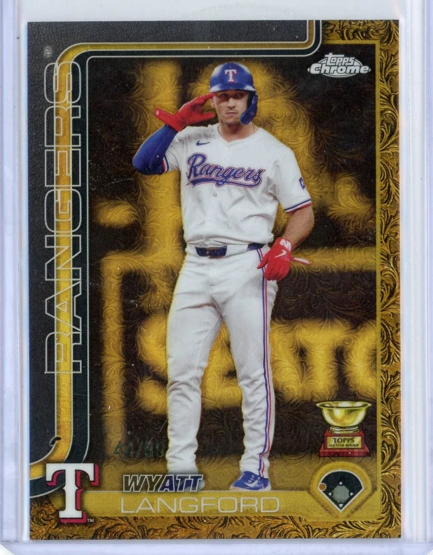 Wyatt Langford 2025 Topps Chrome Gilded Blue Gold #'d 44/99