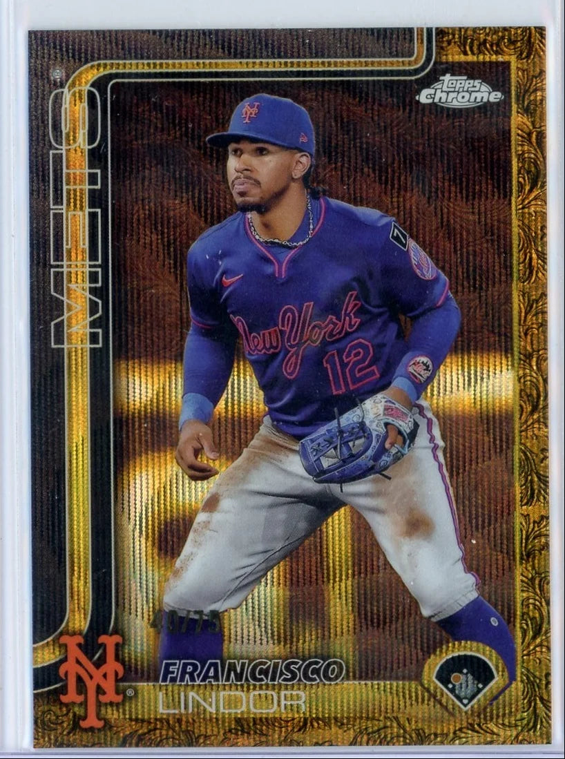 Francisco Lindor 2025 Topps Chrome Gilded Blue Gold #'d 40/75