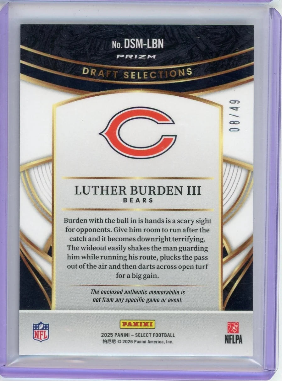 Luther Burden III 2025 Panini Select Draft Selections copper prizm rc #'d 08/49