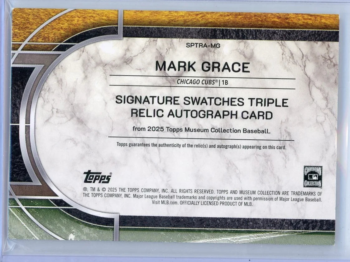 Mark Grace 2025 Topps Museum Collection Triple Relic Autograph #'d 10/25