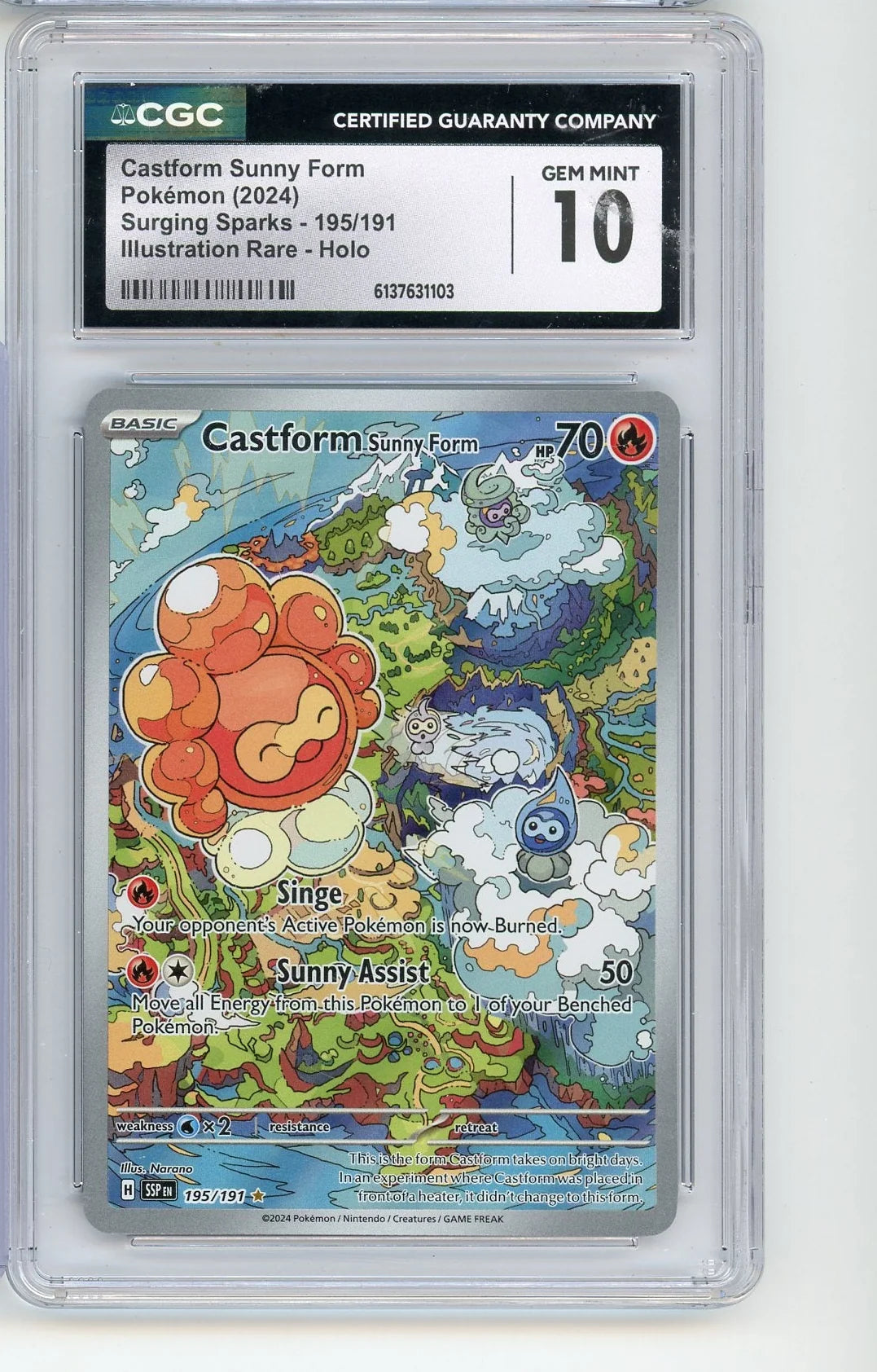 Castform 2024 Pokemon Surging Sparks Illustration rare #195/191 CGC 10
