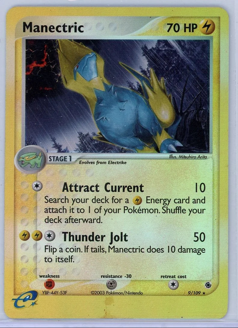 Manectric 2003 Pokémon Ruby & Sapphire reverse holo #9/109 LP/MP