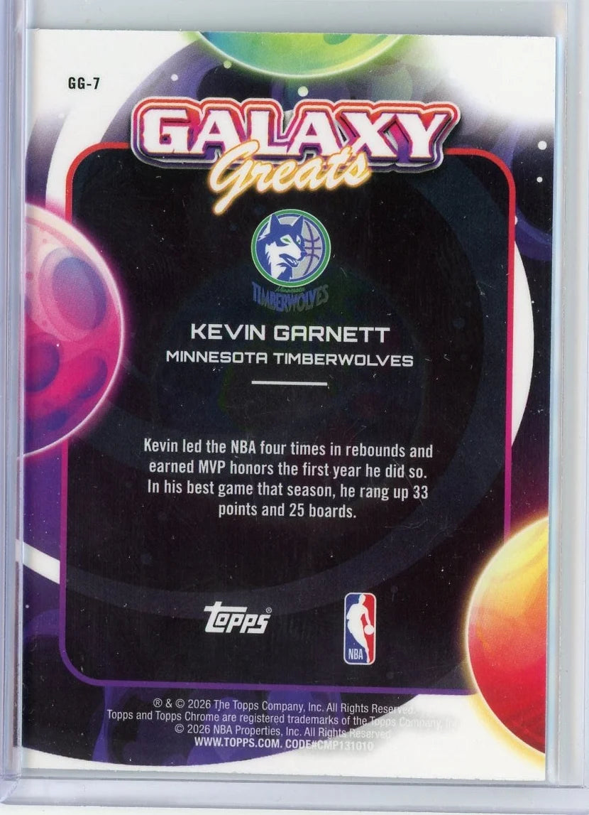 2025-2026 Kevin Garnett Topps Cosmic Chrome #GG-7 Galaxy Greats /150