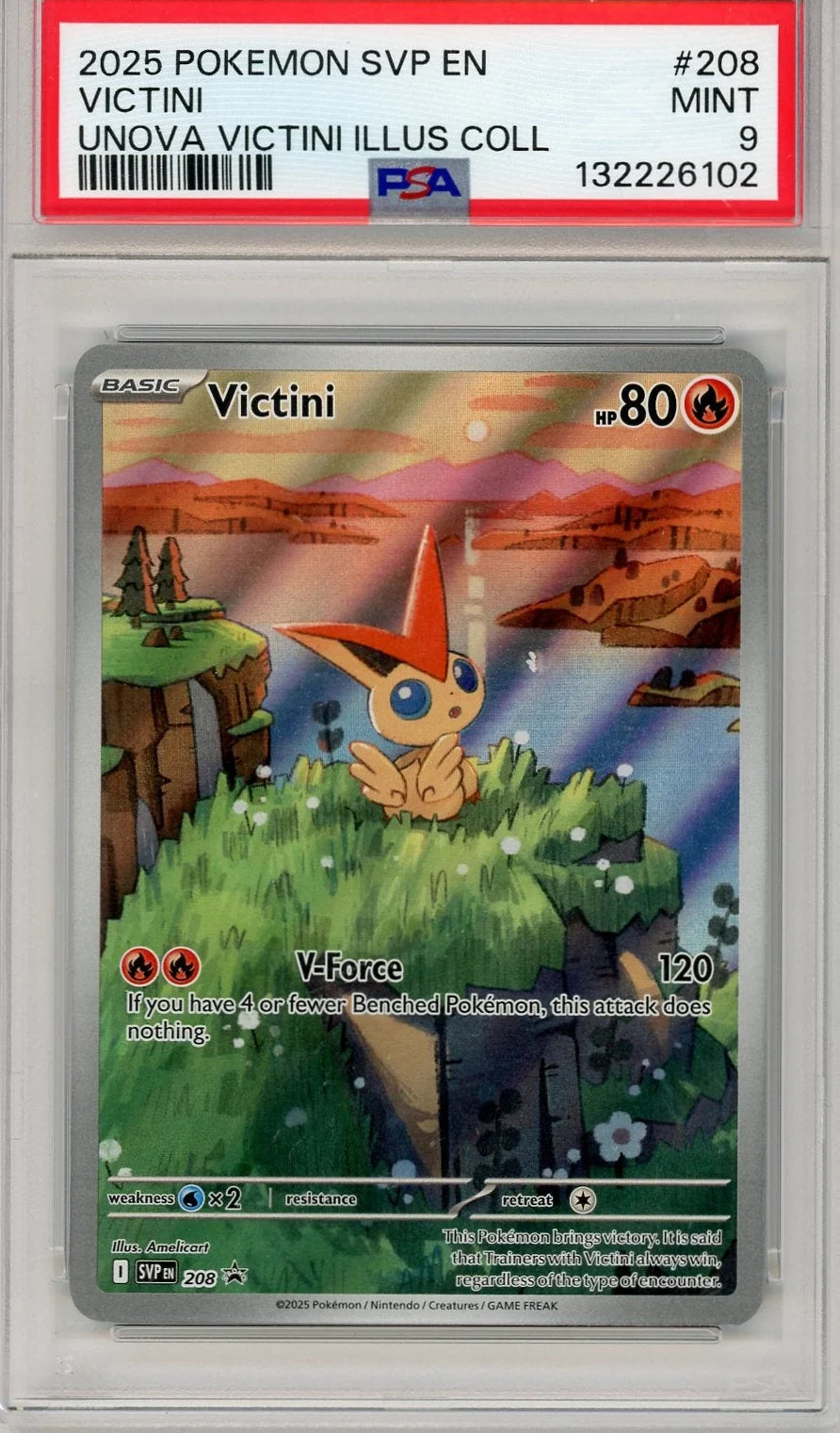 Victini Pokemon Scarlet & Violet Black Star Promo #208 PSA 9