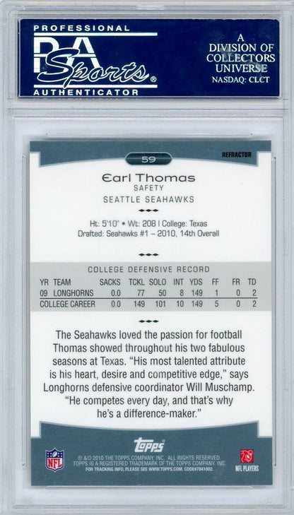 Earl Thomas 2010 Topps Platinum Refractor RC #'d 377/999 PSA 9 (OC)