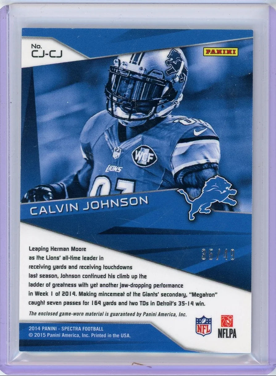 Calvin Johnson 2014 Panini Spectra Cornerstones Relic #'d 35/49