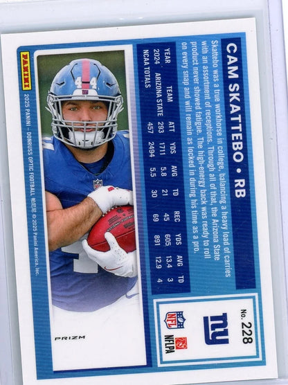 Cam Skattebo 2025 Panini Donruss Optic Green Velocity Rated Rookie