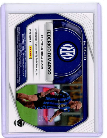 Frederico Dimarco 2025 Panini Prizm Global Graphs Gold Velocity Auto #'d 05/10