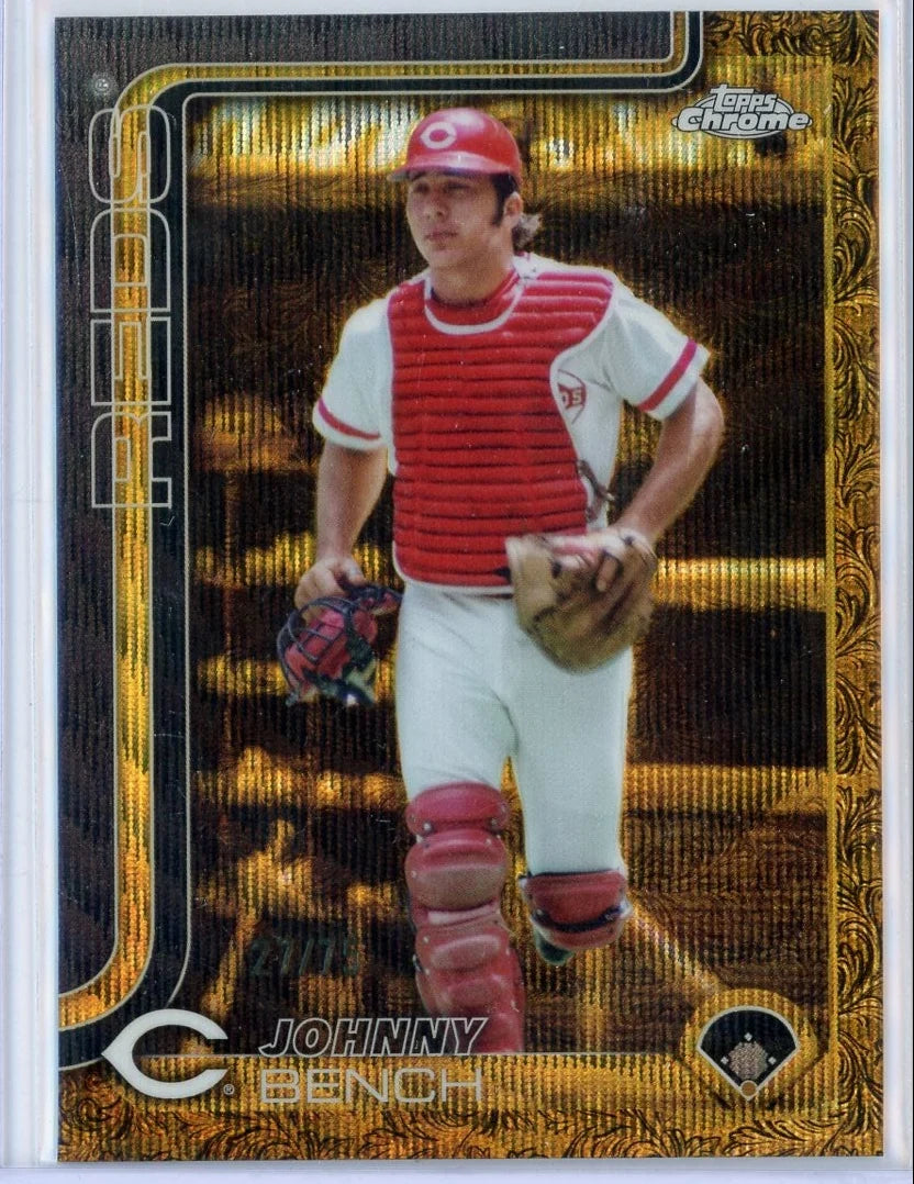 Johnny Bench 2025 Topps Chrome Gilded Blue Gold #'d 27/75