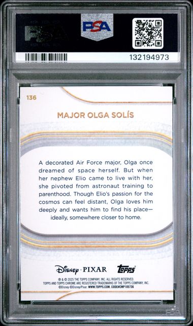 Major Olga Solis 2025 Topps Chrome Disney #136 Aqua Refractor /199 PSA 10