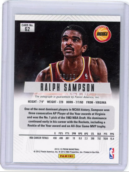 Ralph Sampson 2012-13 Panini Prizm autograph silver #'d 08/25