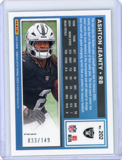 Ashton Jeanty 2025 Panini Optic Rated Rookie Red Prizm #'d 033/149