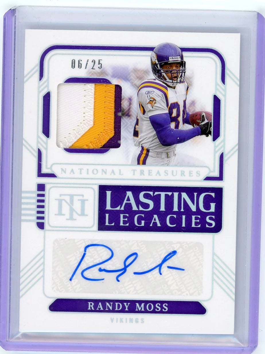 Randy Moss 2024 Panini National Treasures Lasting Legacies Patch Auto #'d 06/25