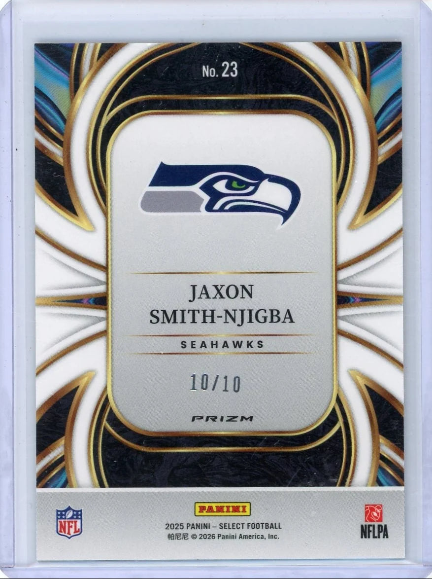 Jaxon Smith-Njigba 2025 Panini Select On Target gold laser prizm #'d 10/10