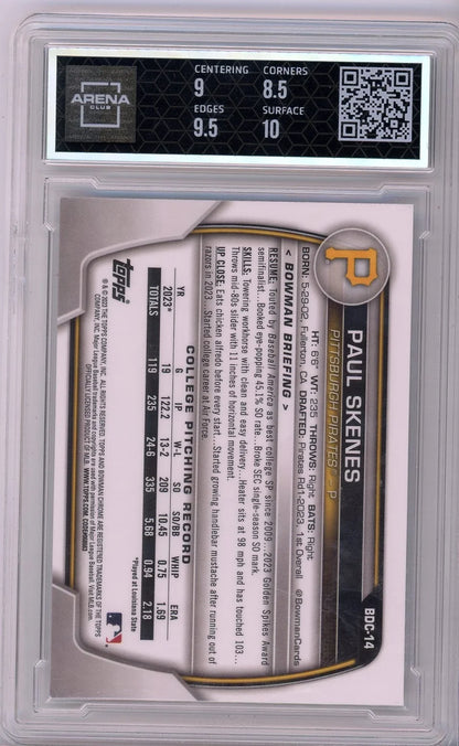 Paul Skenes 2023 Bowman Draft 1st Bowman Chrome Green Grass Refractor #'d 87/99 Arena 9