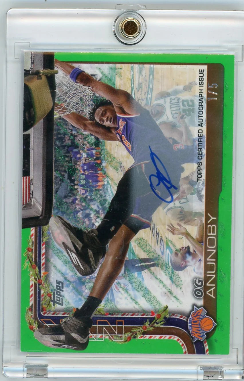 OG Anunoby 2025 Topps Holiday Green Glitter Holiday Auto #'d 1/5