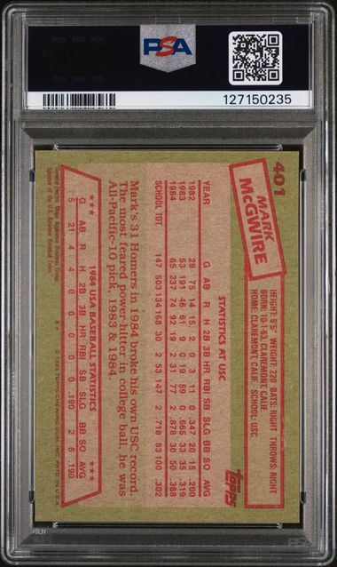 Mark McGwire 1985 Topps Rookie PSA 8