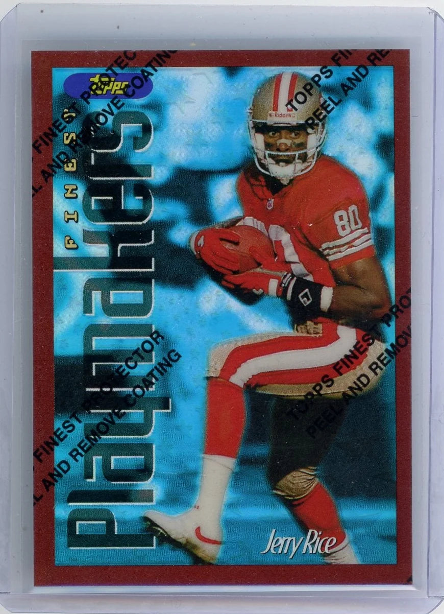 Jerry Rice 1996 Topps Finest Playmakers Refractor w/ Peel