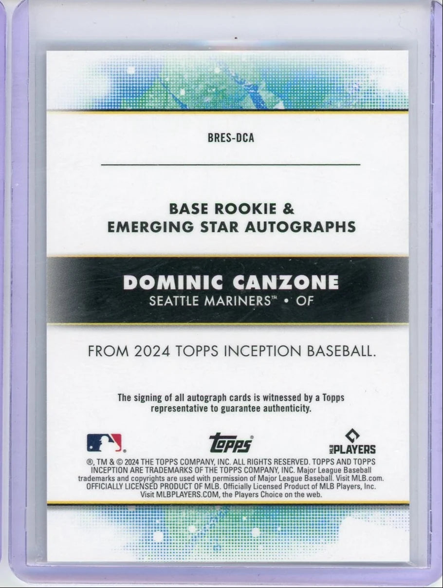 Dominic Canzone 2024 Topps Inception Rookie Autograph #'d 269/299
