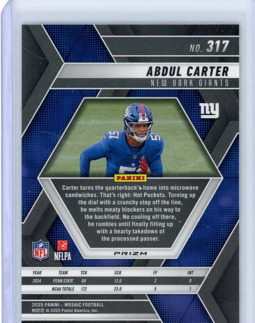 Abdul Carter 2025 Panini Mosaic Red and White Stripe RC