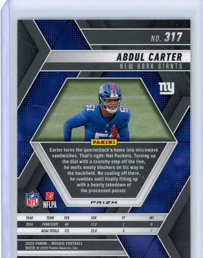 Abdul Carter 2025 Panini Mosaic Red and White Stripe RC