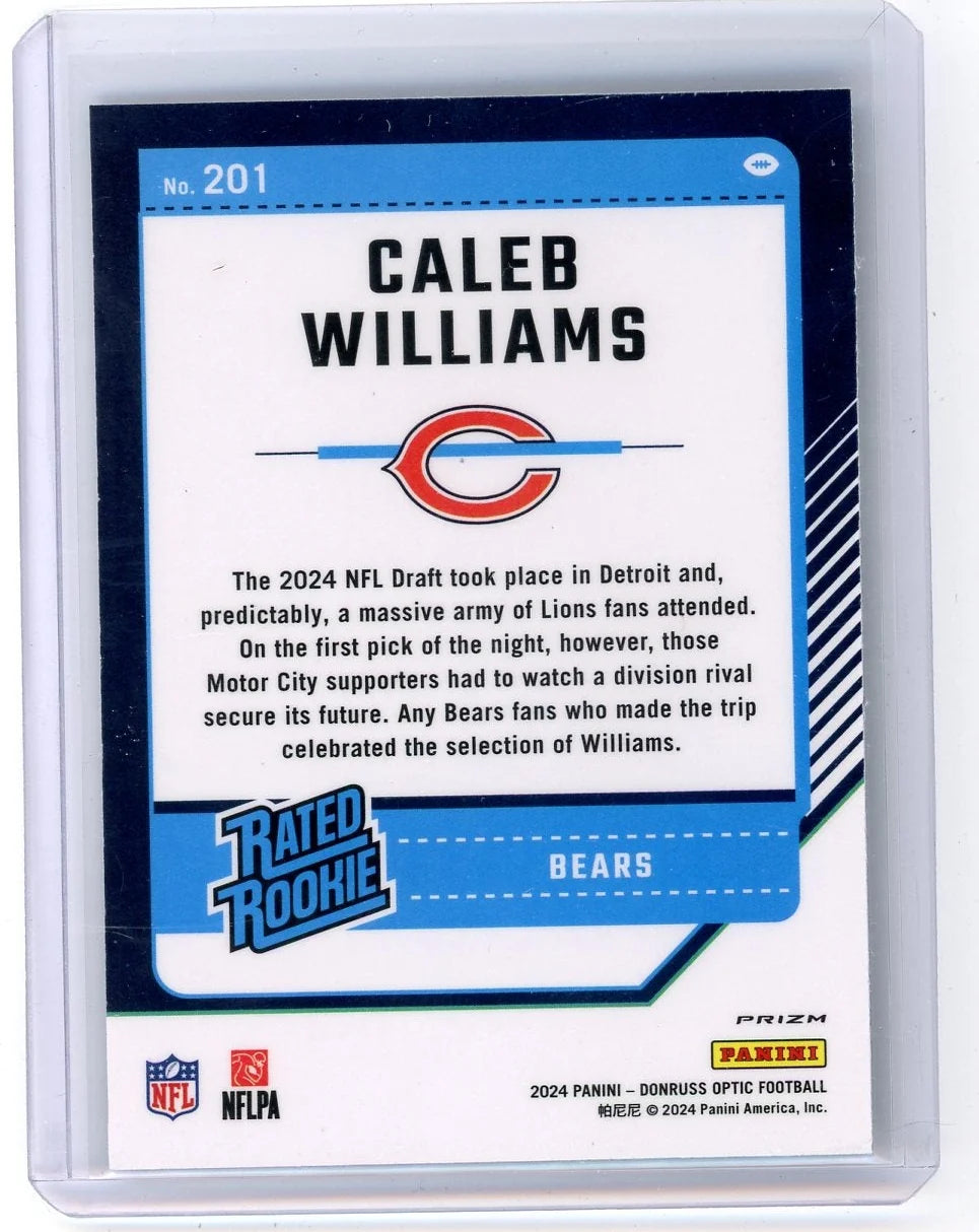 Caleb Williams 2024 Panini Donruss Optic Rated Rookie Purple Shock