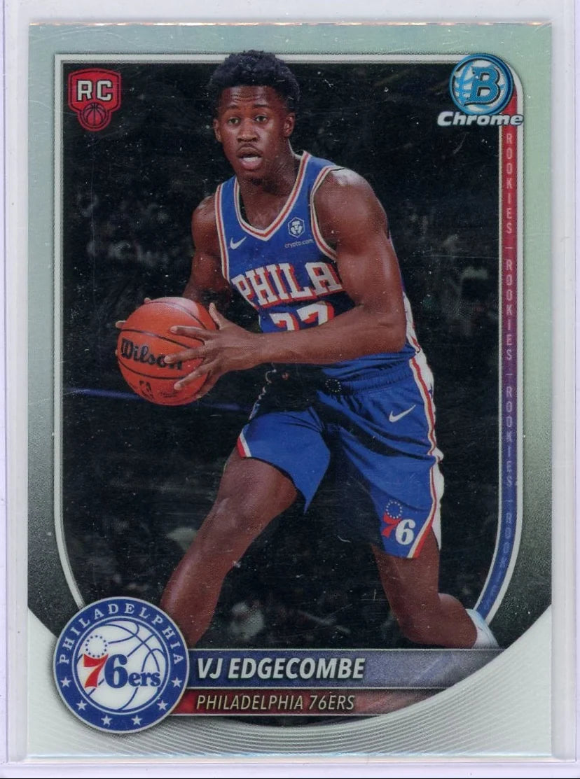 VJ Edgecombe 2025-26 Bowman Chrome Red Rookie Logo
