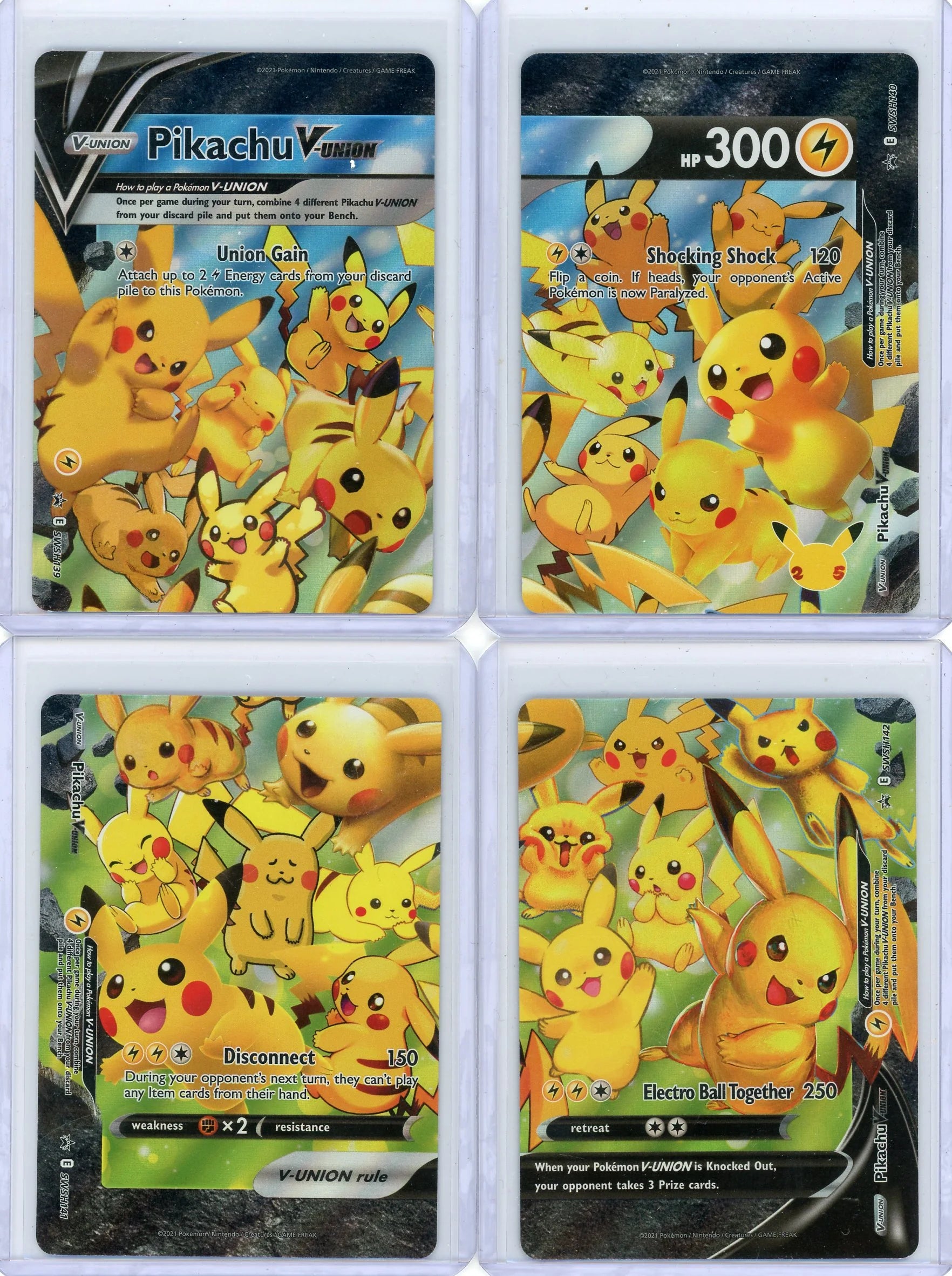 Pikachu V-Union Pokémon Black Star Promo 4-Card Bundle