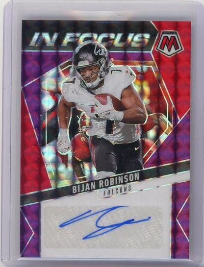 Bijan Robinson 2025 Panini Mosaic In Focus autograph purple #'d 26/49