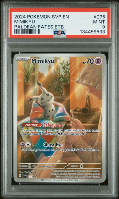 Mimikyu 2024 Pokémon Paldean Fates ETB Promo #075 PSA 9