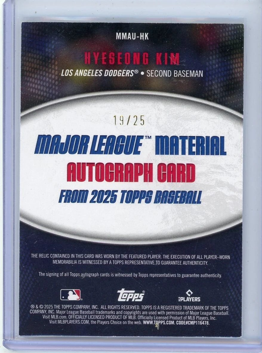 Hyesong Kim 2025 Topps Major League Material RPA #'d 19/25