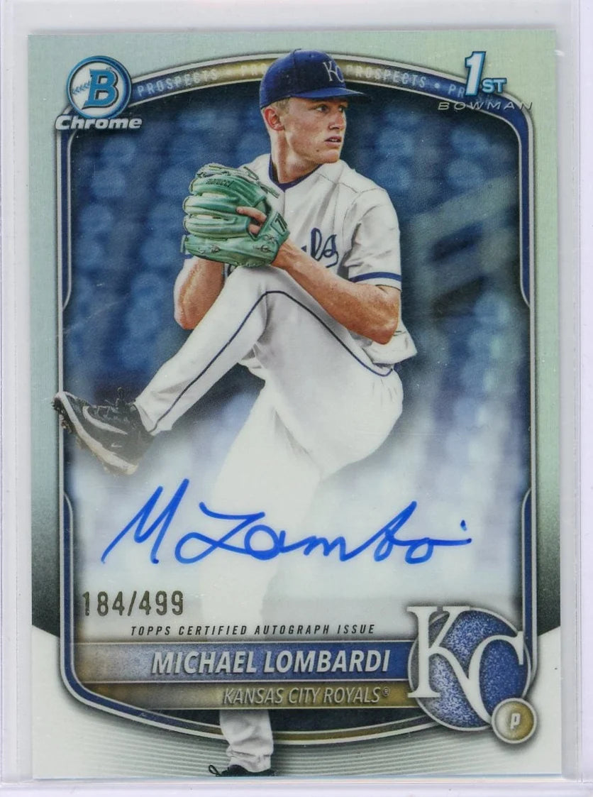 Michael Lombardi 2025 Bowman Chrome Draft Refractor Autograph #'d 184/499