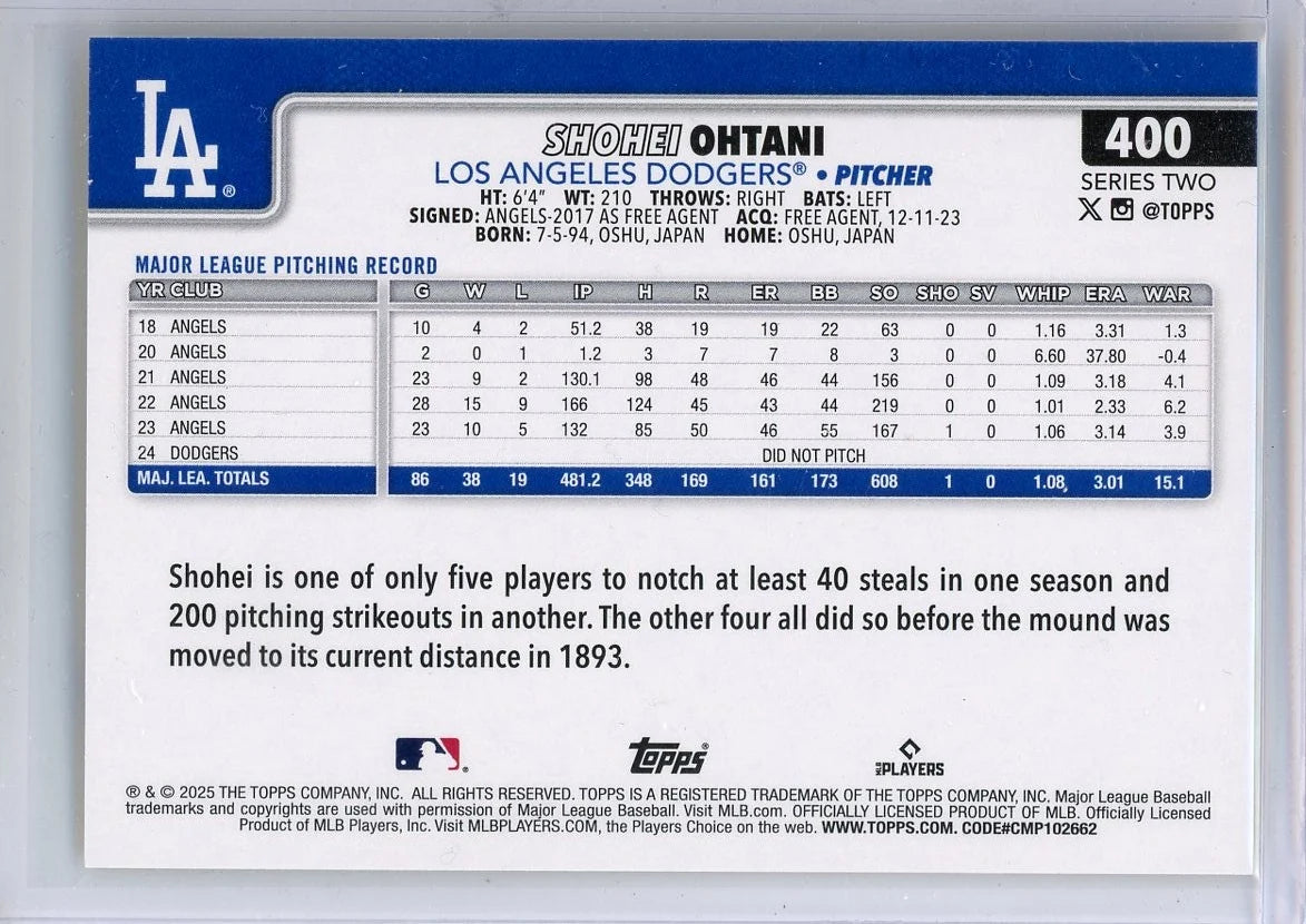 Shohei Ohtani 2025 Topps Series 2 Yellow Border #400