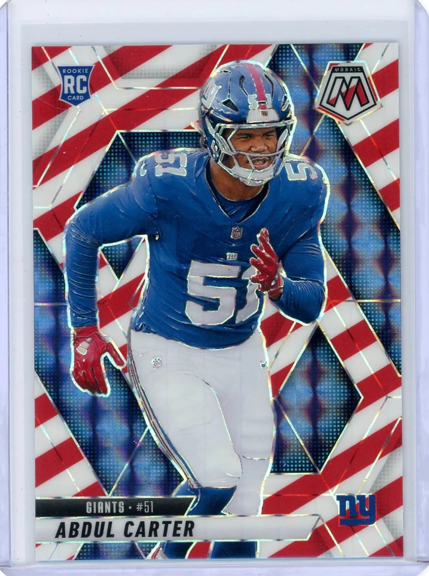 Abdul Carter 2025 Panini Mosaic Red and White Stripe RC