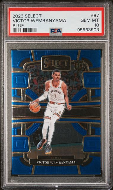 Victor Wembanyama 2023 Panini Select Blue rookie card PSA 10