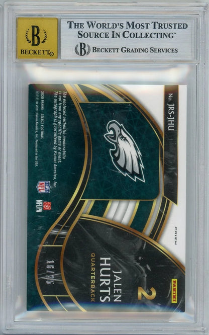 Jalen Hurts 2020 Panini Select Jumbo Rookie Sig. Swatches Neon Orange Pulsar RPA #'d 16/25 BGS 9 AUTO 10