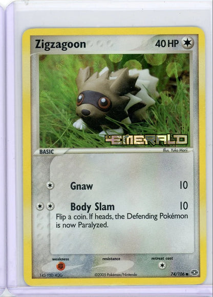 Zigzagoon Pokémon Ex Emerald Reverse Holo #74/106