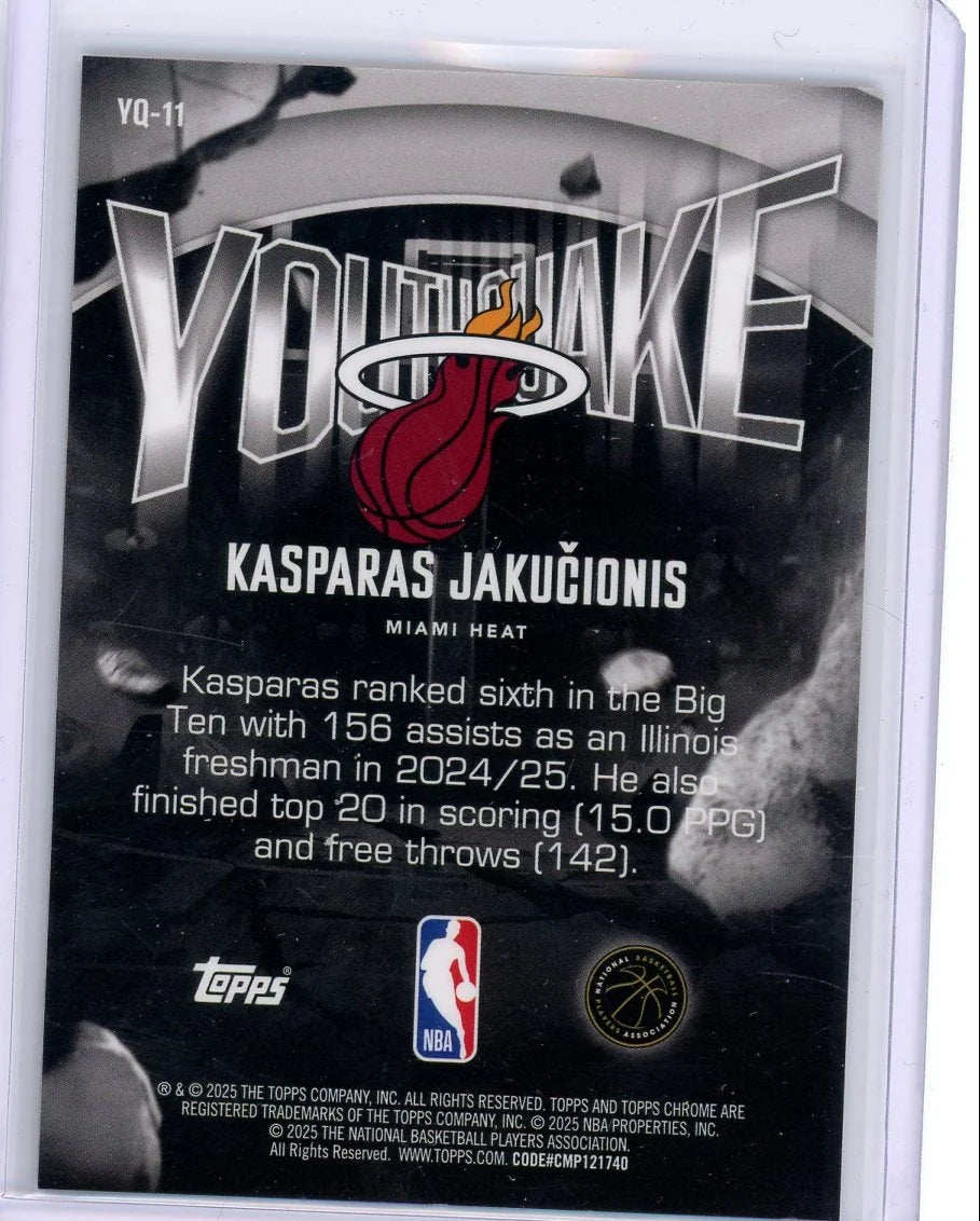 Kasparas Jakucionis 2025 Topps Chrome Youth Quake Gold Geo Refractor RC #'d 13/50
