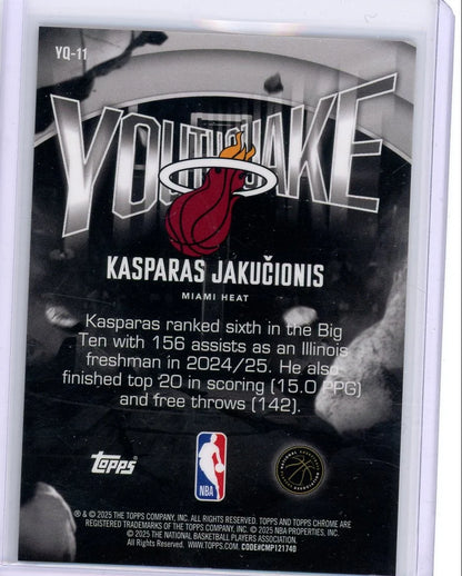 Kasparas Jakucionis 2025 Topps Chrome Youth Quake Gold Geo Refractor RC #'d 13/50