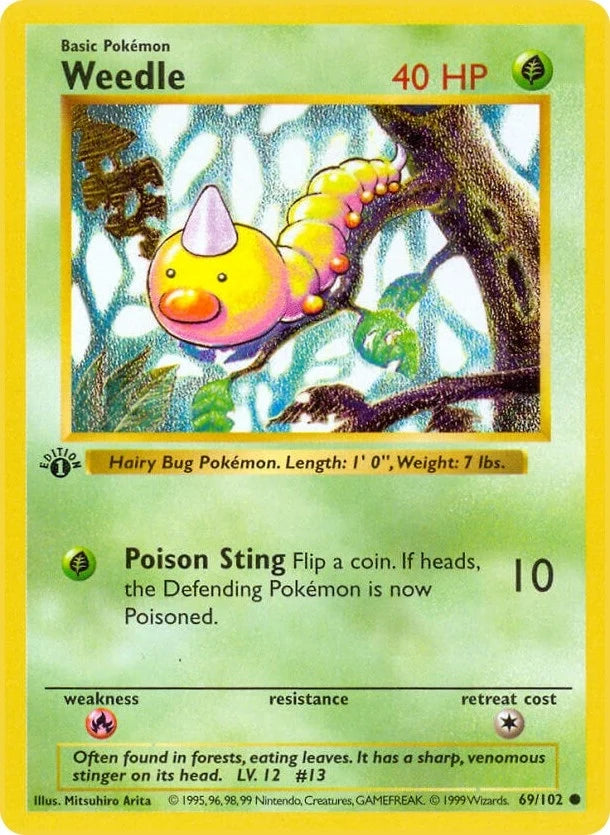 Weedle (069/102) (Base Set (Shadowless)) (BSS)