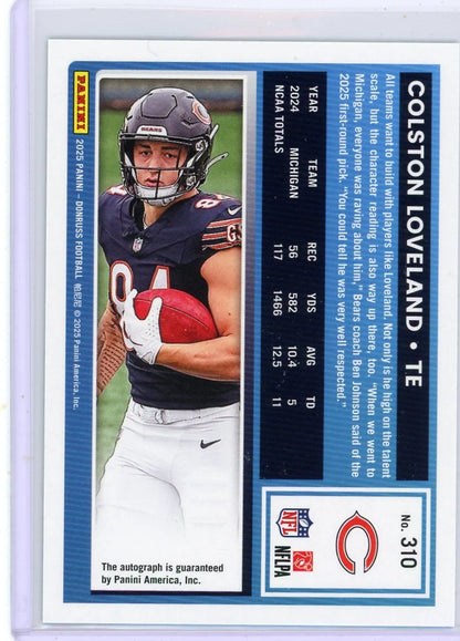 Colston Loveland 2025 Panini Donruss Rated Rookie Auto Green