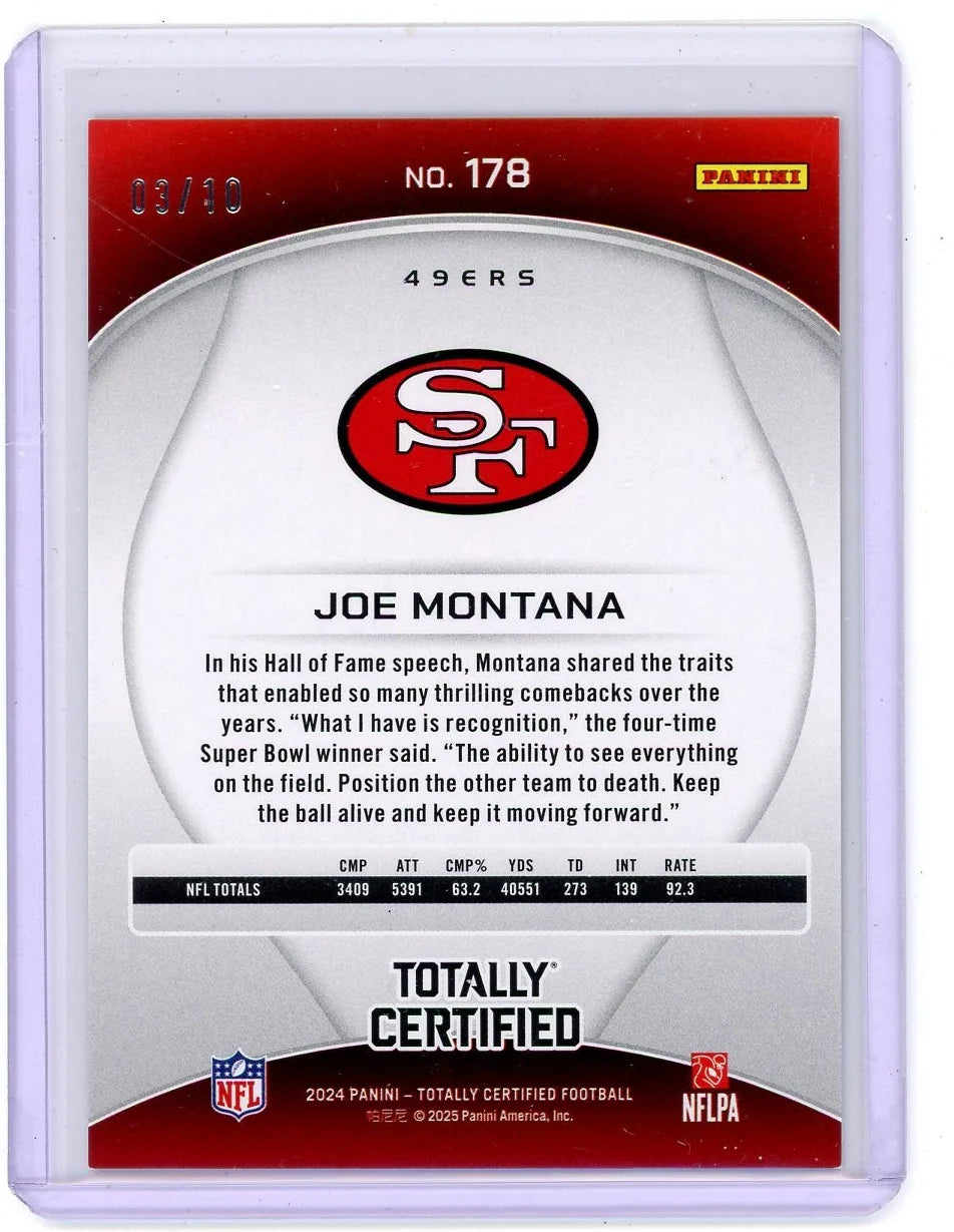 Joe Montana 2024 Panini Totally Certified Gold Mirror #'d 03/10