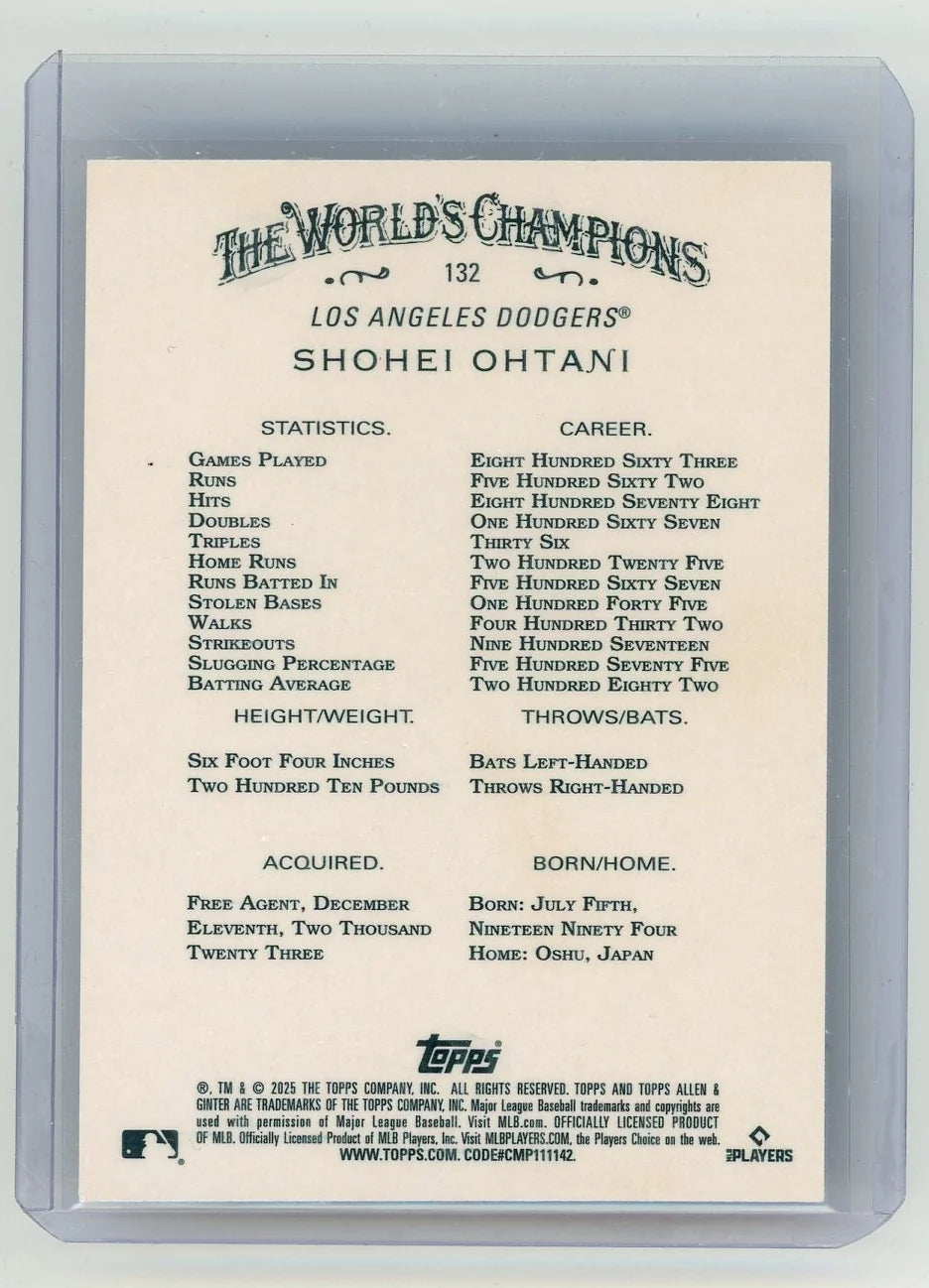 Shohei Ohtani 2025 Allen & Ginter Chrome #132