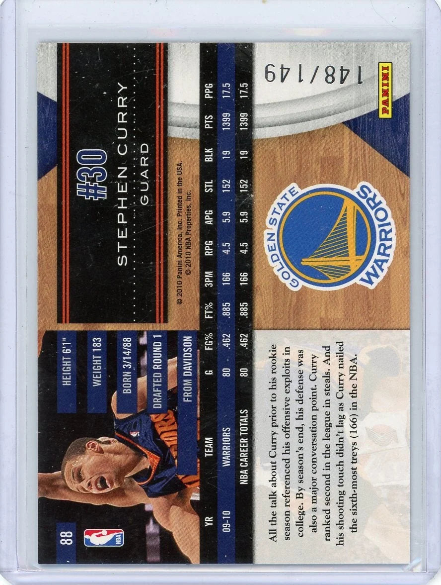 Stephen Curry 2010-11 Panini Limited holo #'d 148/149