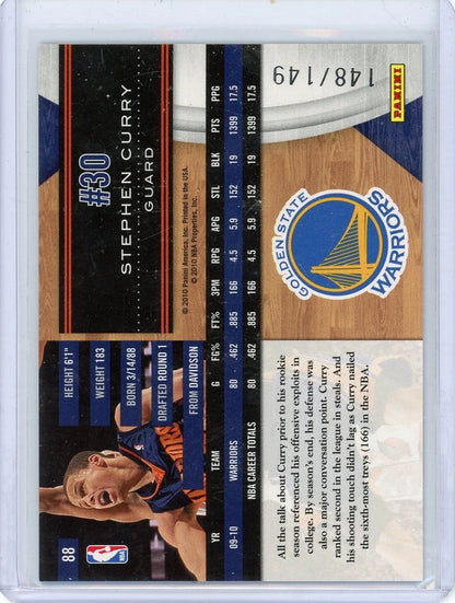 Stephen Curry 2010-11 Panini Limited holo #'d 148/149