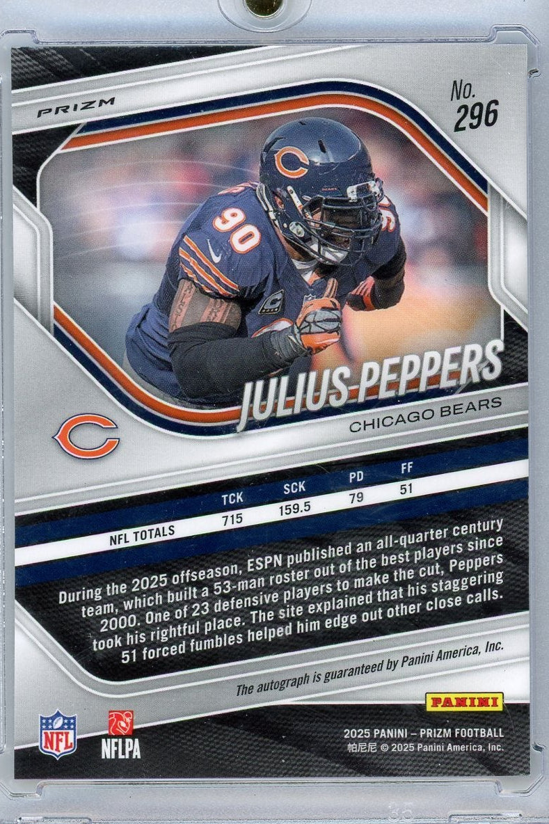 Julius Peppers 2025 Panini Prizm Silver Autograph